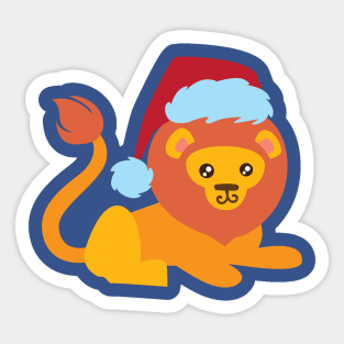 Lion with santa hat 02 Sticker